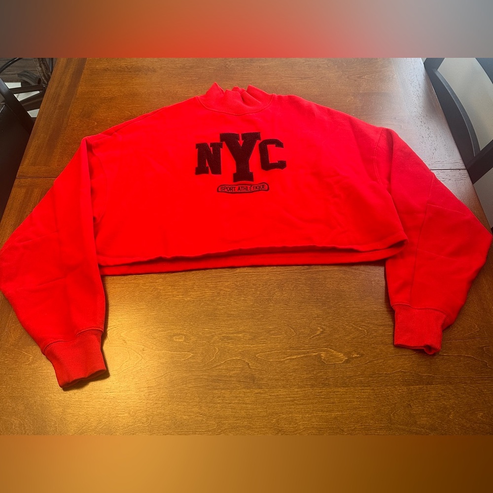 Express Red NYC Sport Athletique Cropped Sweatshirt